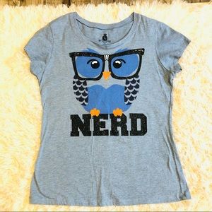 Jerry Leigh Nerd Owl w/Glasses Blue T-shirt Size Junior XXL